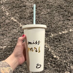 kate spade Cream Travel Tumbler with Straw